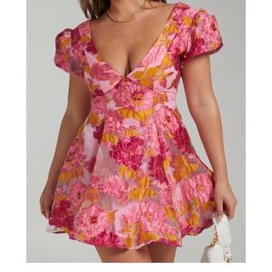 Showpo Pink and Yellow Floral Mini Dress